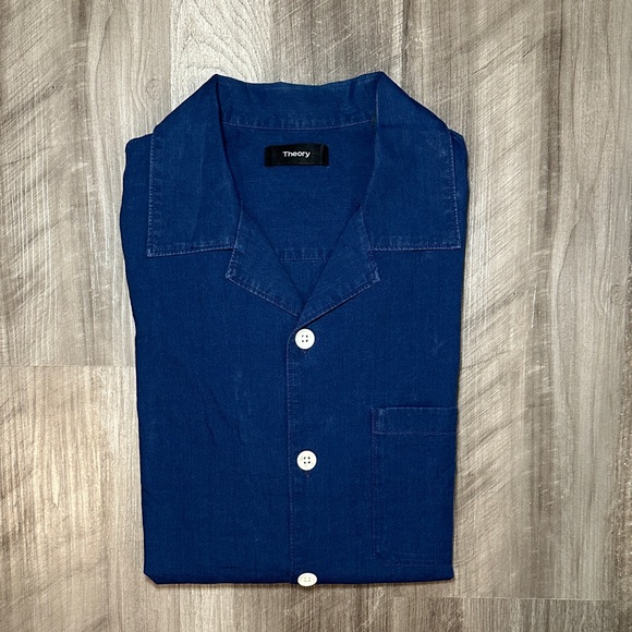 Theory Havana Camo Chambray Short Sleeve Button Down - Small - Picture 1 of 7